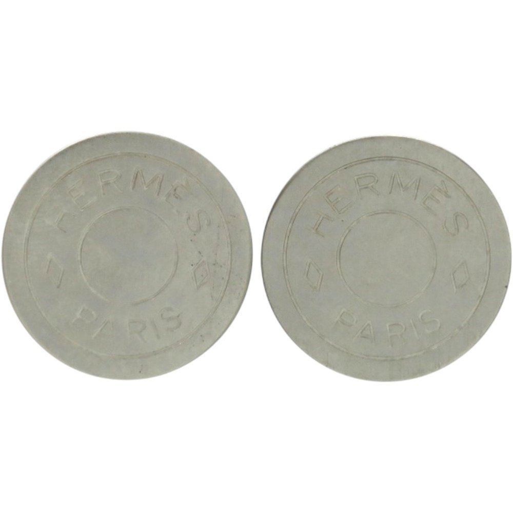 Hermes Serie Matte Metal Silver Earrings 0109 Hermes